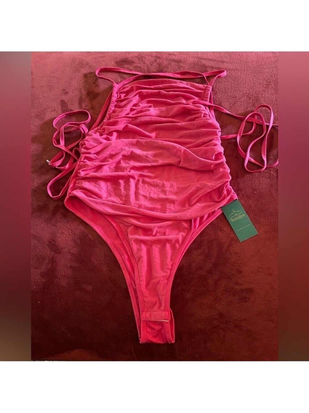 Womens Openback Pink Bodysuit Large